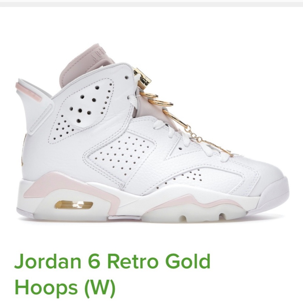 Jordan 6 Retro Gold Hoops Women's Sneakers - White and Gold